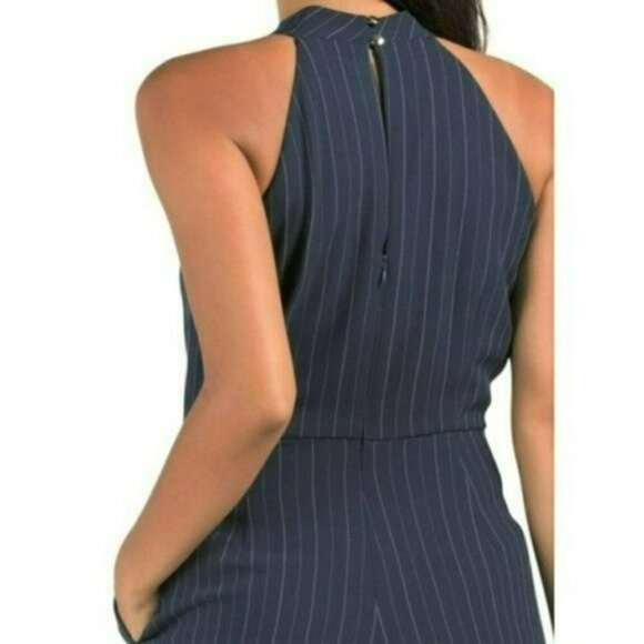 NWT JULIA JORDAN Sleeveless Twist Halter Neck Wide Leg Striped Jumpsuit - Picture 6 of 10